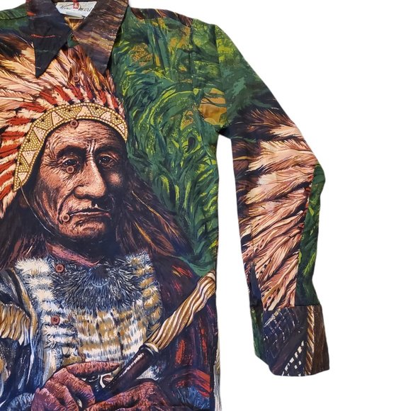 Rare Vintage NINO MORI Native American Button Up Shirt Size M - Picture 5 of 12